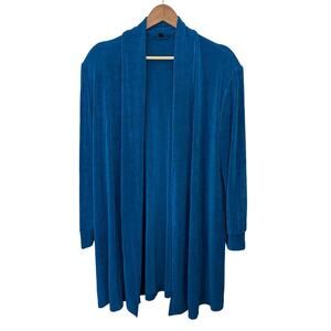 Vikki Vi Classic Kimono Jacket Cardigan Womens 1X‎ Blue Slinky Office Travel Top